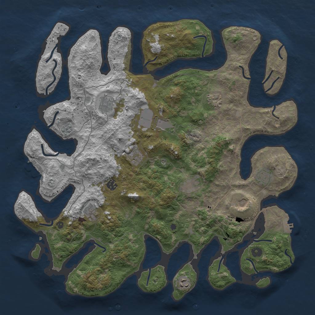 Rust Map: Procedural Map, Size: 4500, Seed: 1715946119, 16 Monuments