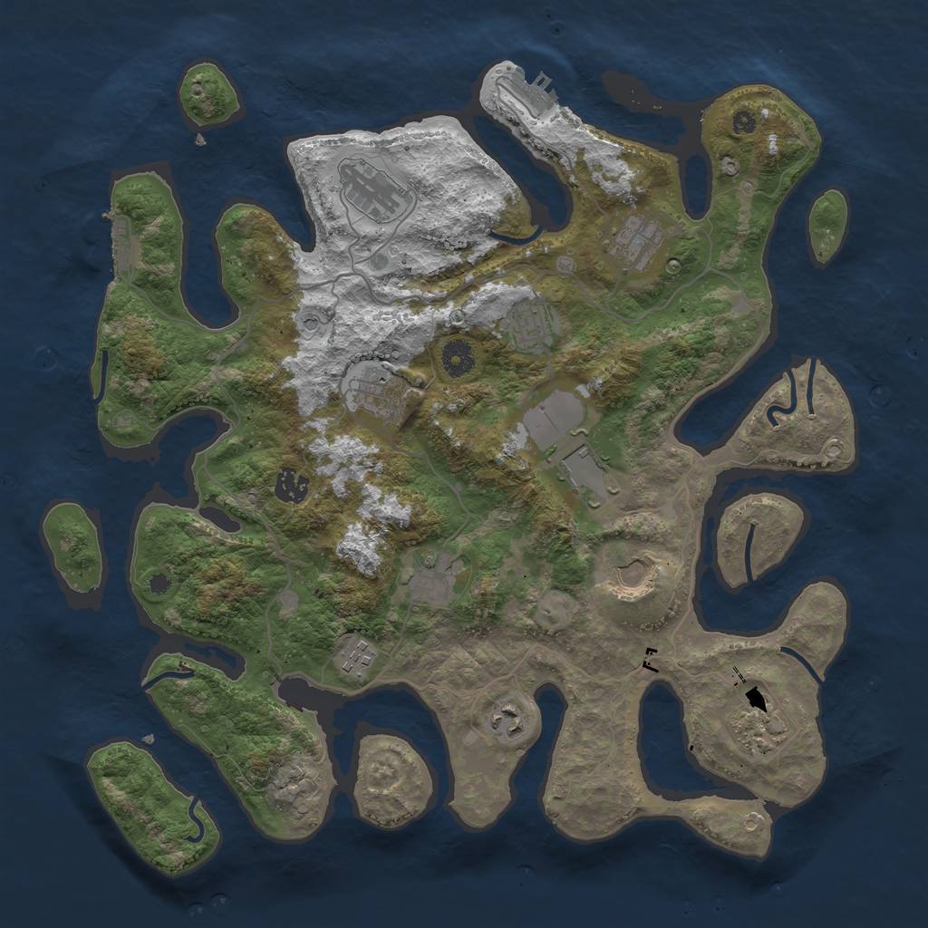 Rust Map: Procedural Map, Size: 4000, Seed: 5622, 16 Monuments