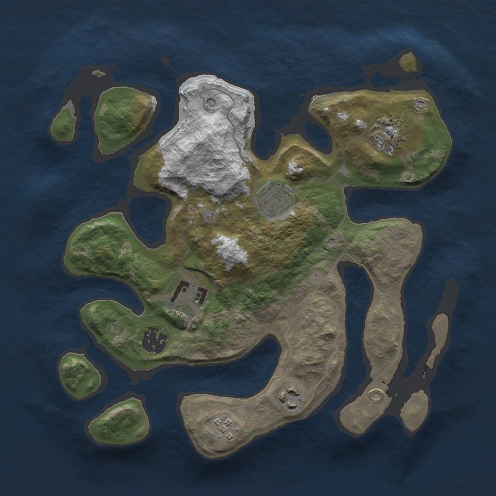 Rust Map: Barren, Size: 3000, Seed: 1160444693, 9 Monuments