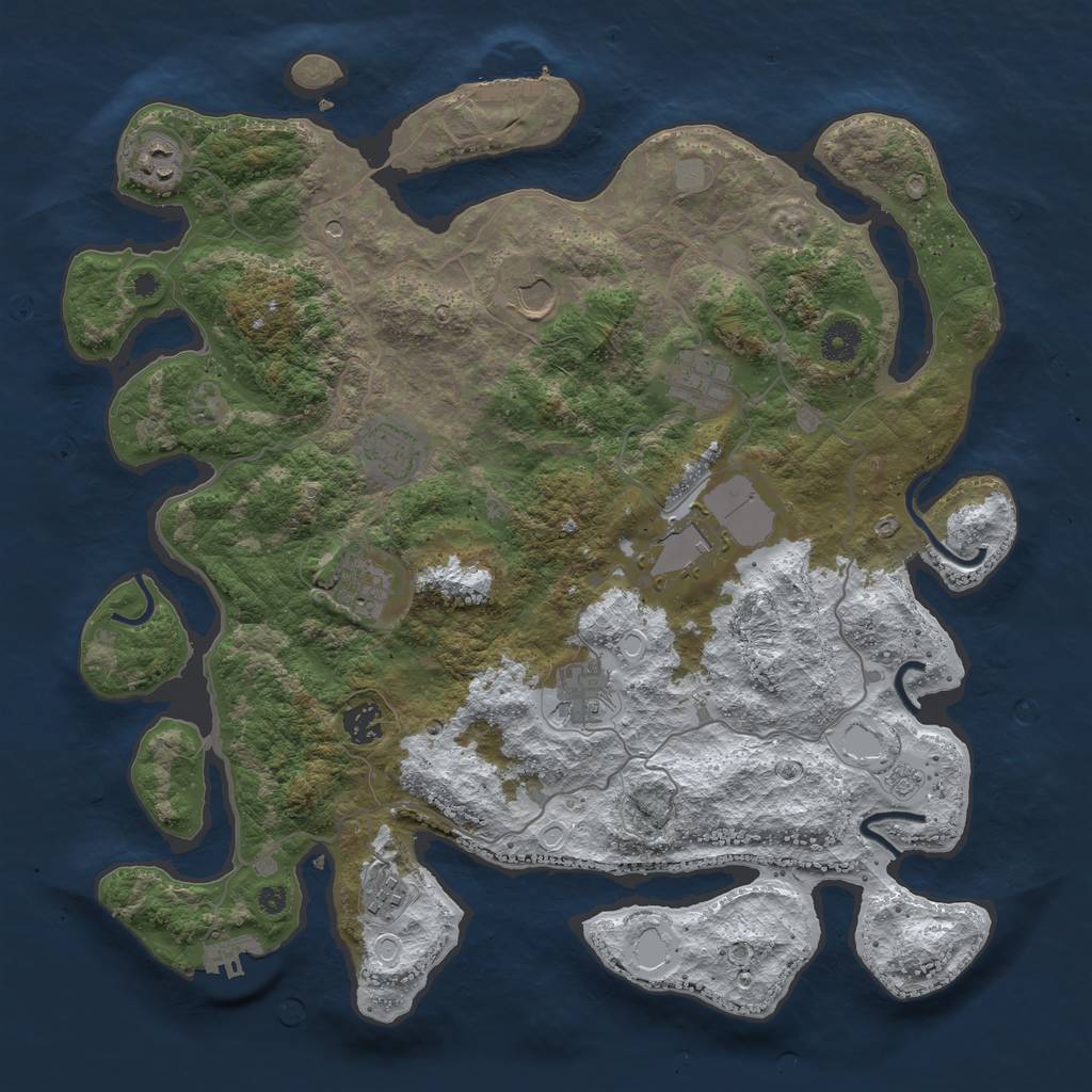 Rust Map: Procedural Map, Size: 4000, Seed: 836429098, 18 Monuments