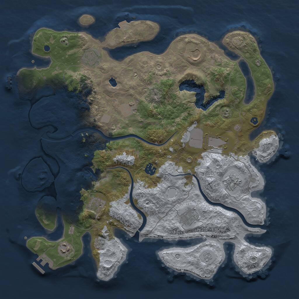 Rust Map: Procedural Map, Size: 4000, Seed: 836429098, 16 Monuments