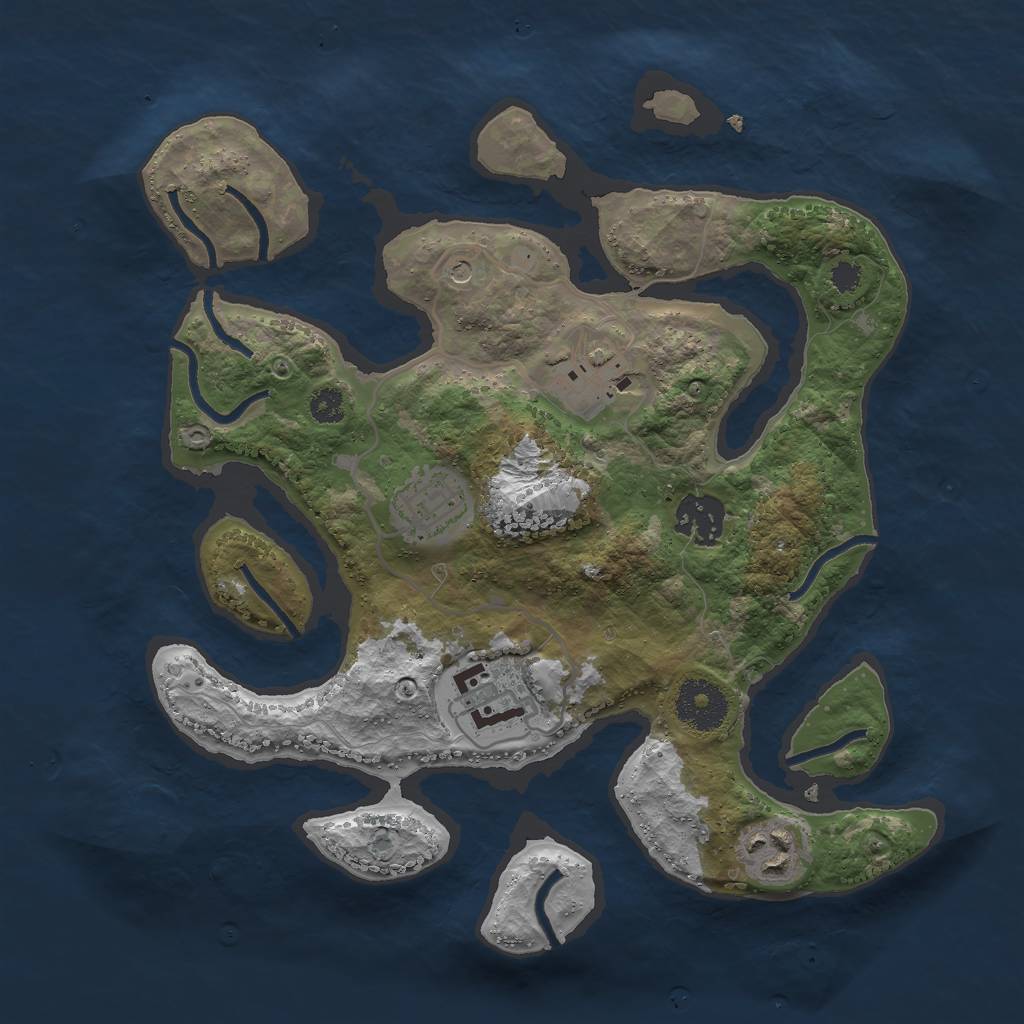 Rust Map: Procedural Map, Size: 3000, Seed: 807640, 8 Monuments