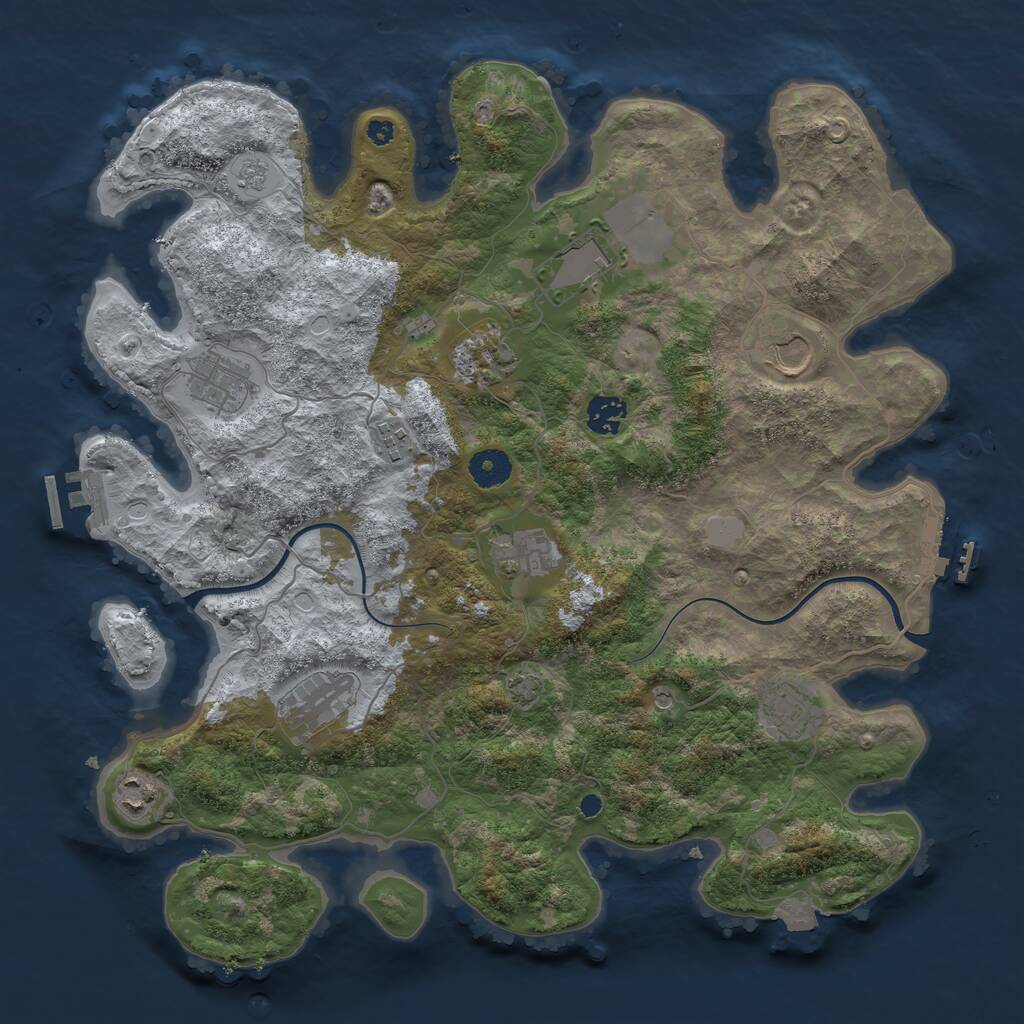Rust Map: Procedural Map, Size: 3850, Seed: 1852217923, 16 Monuments