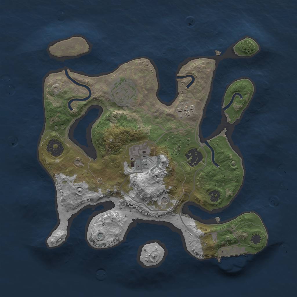 Rust Map: Procedural Map, Size: 2640, Seed: 1879003507, 8 Monuments