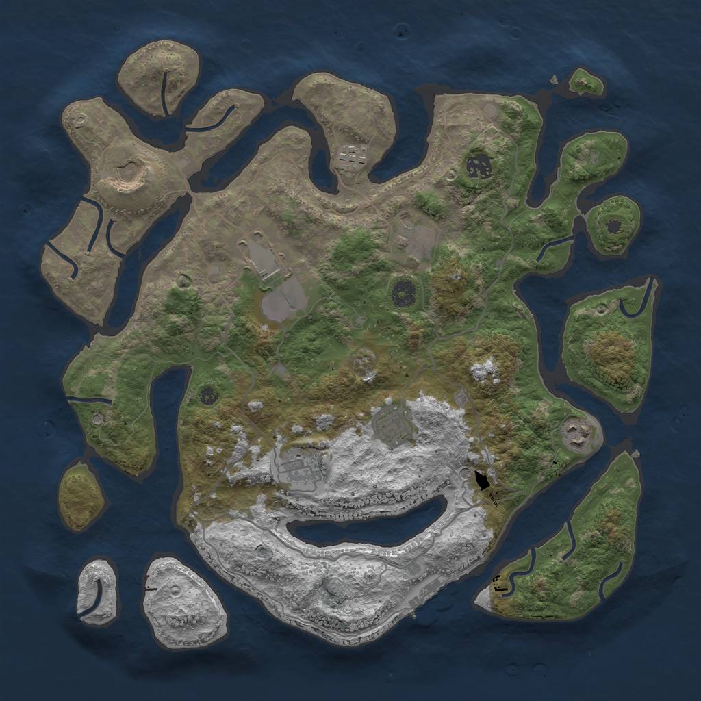 Rust Map: Procedural Map, Size: 4000, Seed: 1754, 12 Monuments