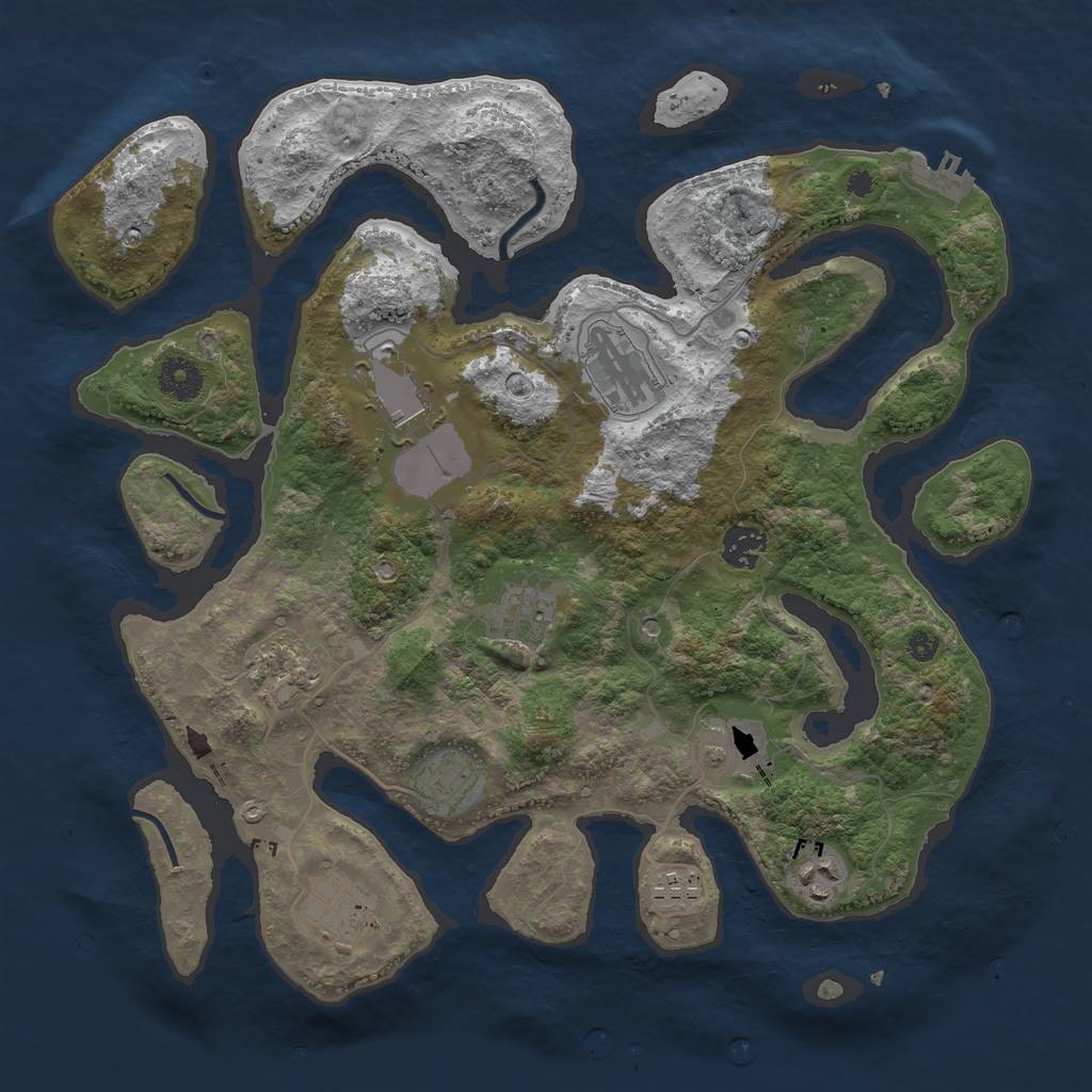 Rust Map: Procedural Map, Size: 3700, Seed: 62188903, 14 Monuments