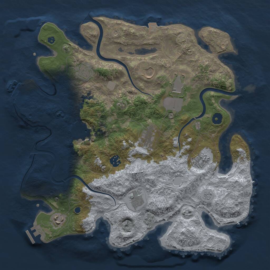 Rust Map: Procedural Map, Size: 3700, Seed: 1341869870, 16 Monuments