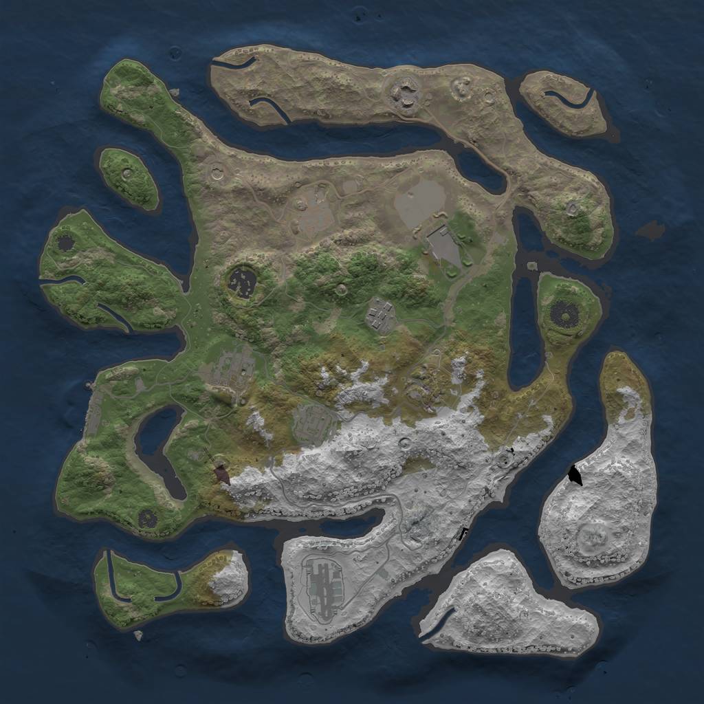 Rust Map: Procedural Map, Size: 3700, Seed: 1341869870, 13 Monuments