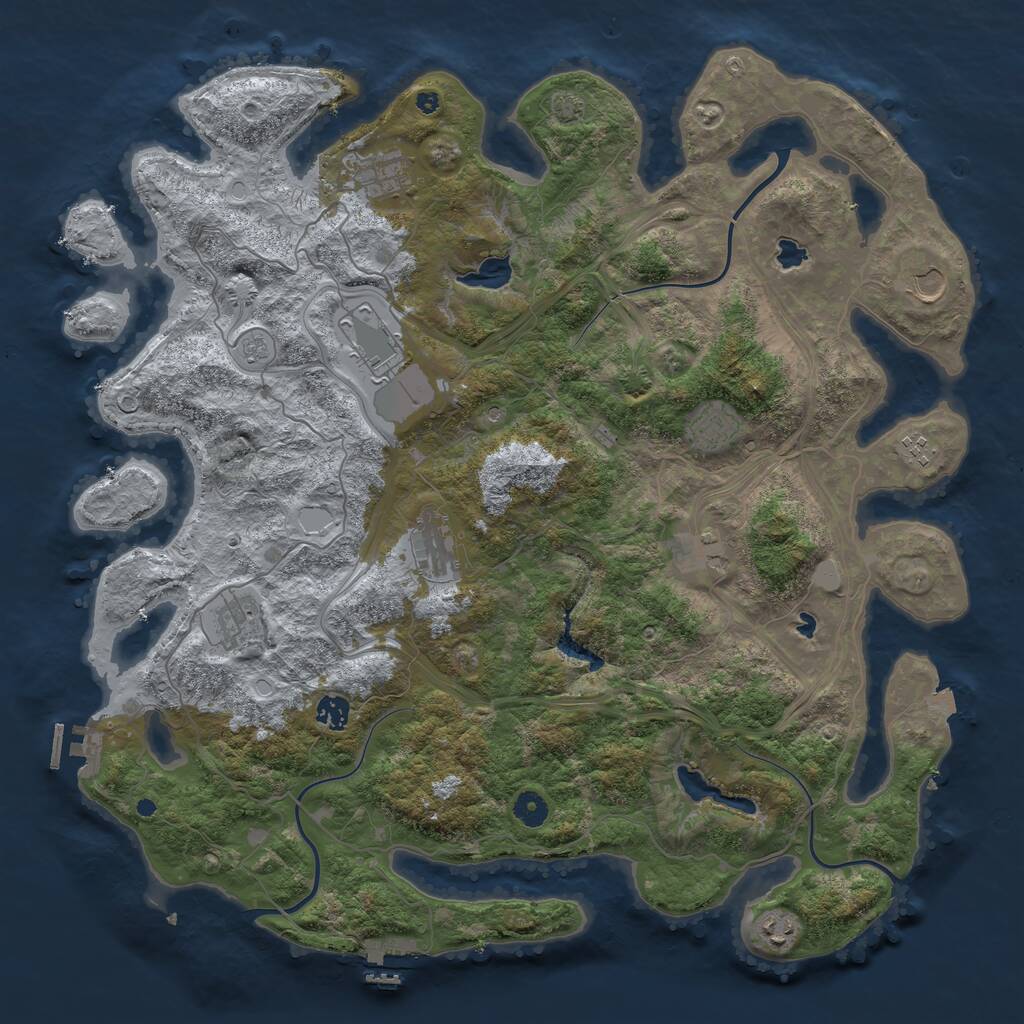 Rust Map: Procedural Map, Size: 4500, Seed: 358, 16 Monuments