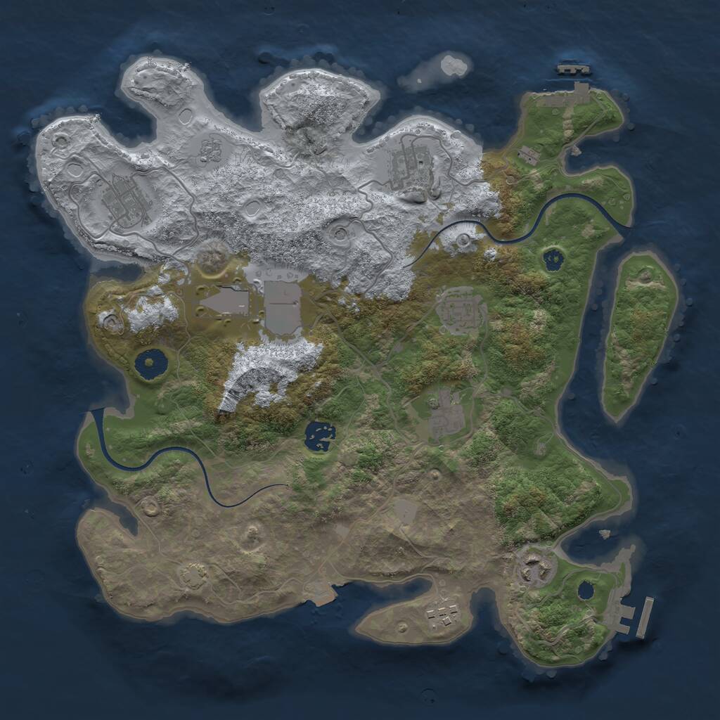 Rust Map: Procedural Map, Size: 3500, Seed: 636089441, 14 Monuments