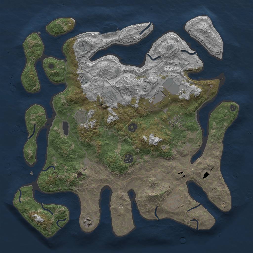 Rust Map: Procedural Map, Size: 4000, Seed: 4154, 12 Monuments