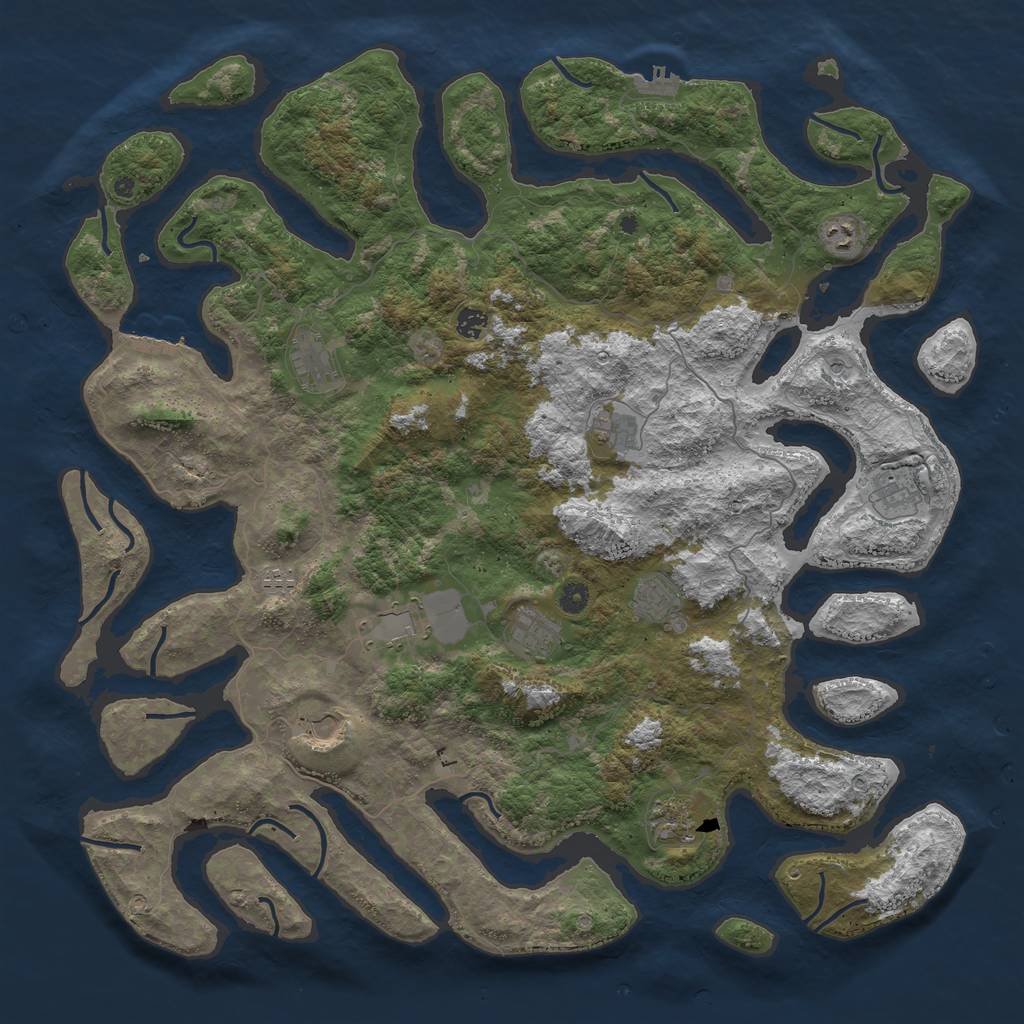 Rust Map: Procedural Map, Size: 5000, Seed: 2000011921, 16 Monuments