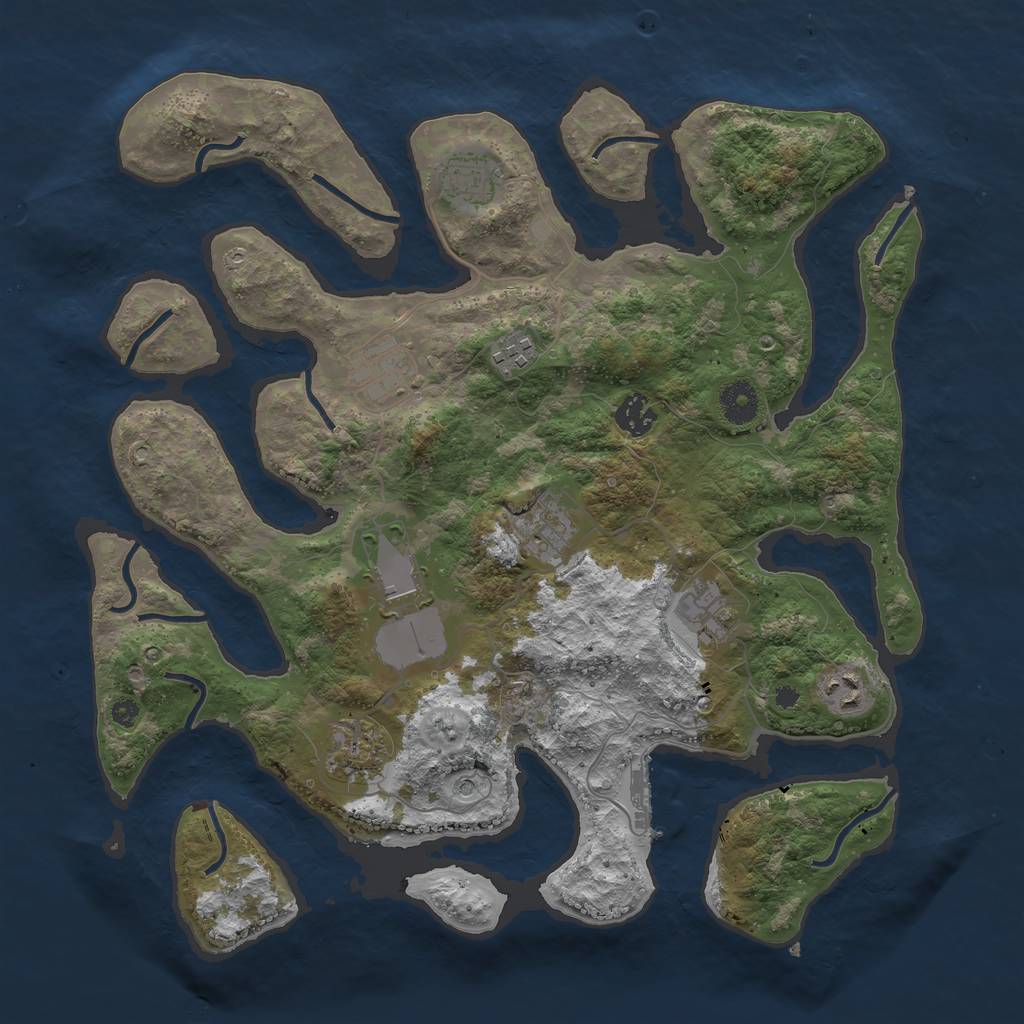 Rust Map: Procedural Map, Size: 3800, Seed: 1451793197, 13 Monuments