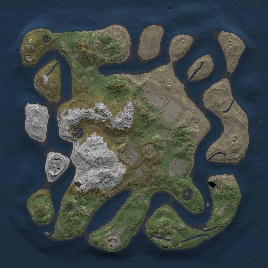 Rust Map: Procedural Map, Size: 3500, Seed: 10308, 9 Monuments