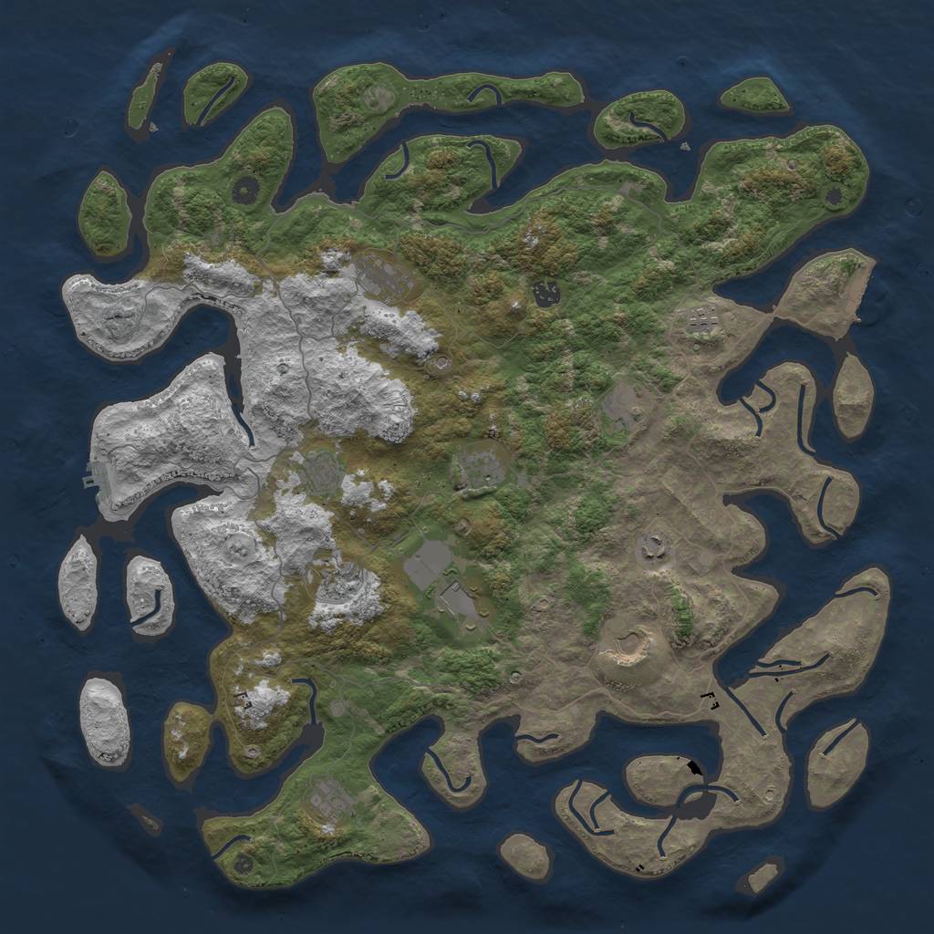 Rust Map: Procedural Map, Size: 5000, Seed: 143634539, 16 Monuments