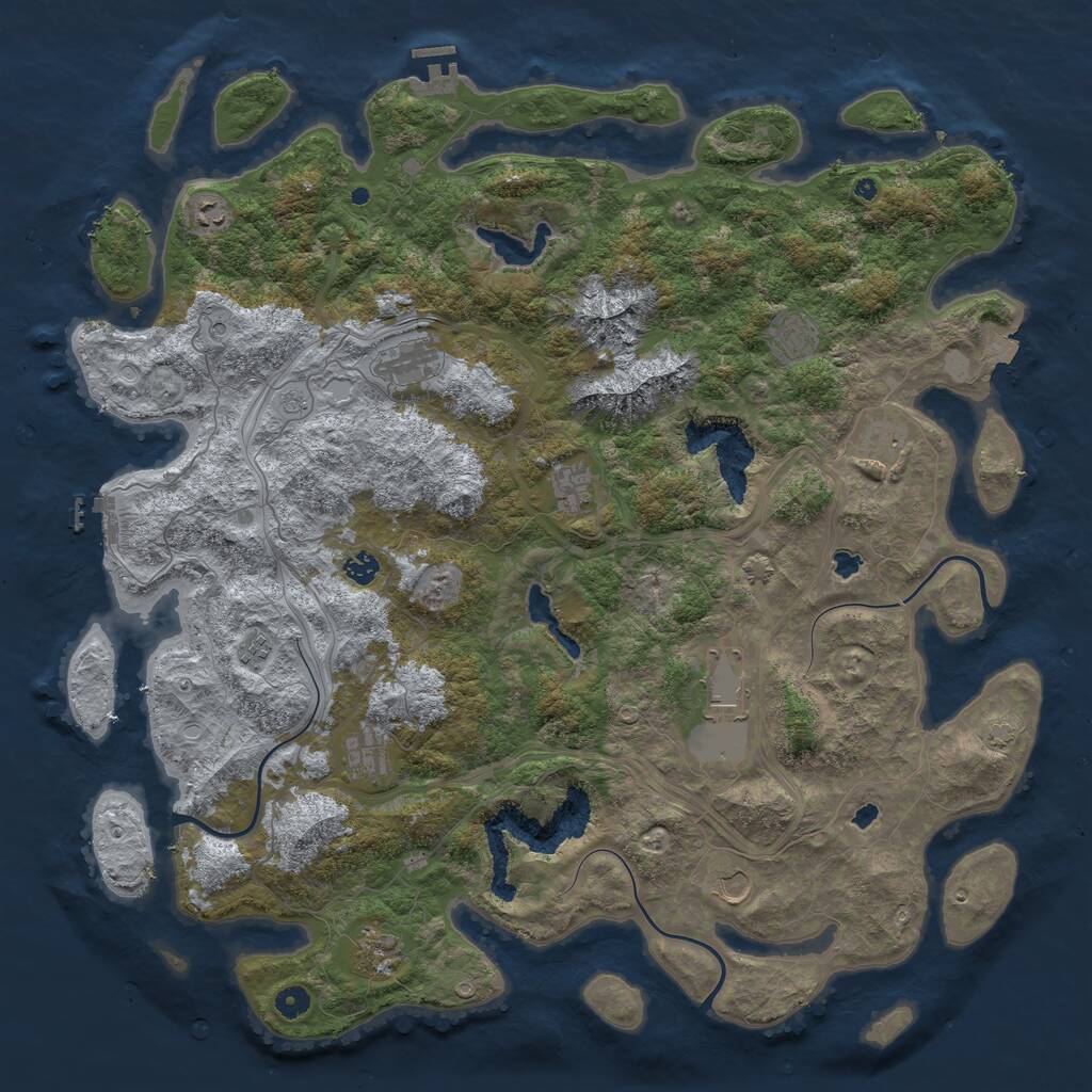 Rust Map: Procedural Map, Size: 5000, Seed: 143634539, 17 Monuments