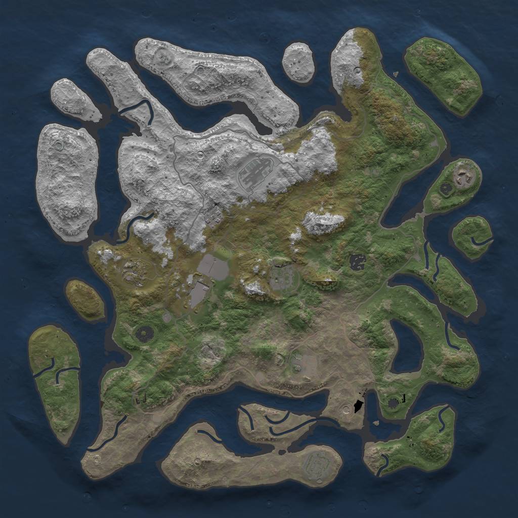 Rust Map: Procedural Map, Size: 4500, Seed: 965463225, 12 Monuments