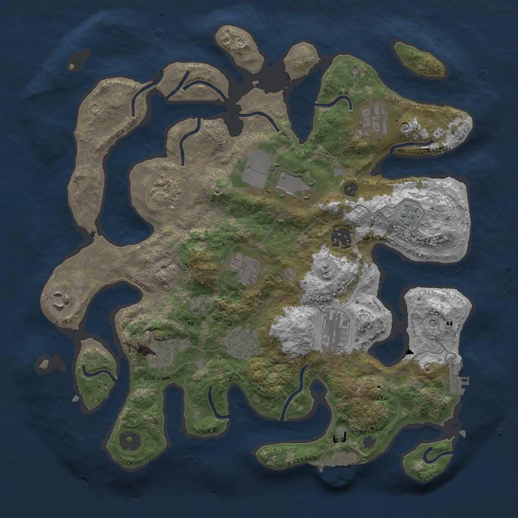 Rust Map: Procedural Map, Size: 3700, Seed: 1687120523, 15 Monuments