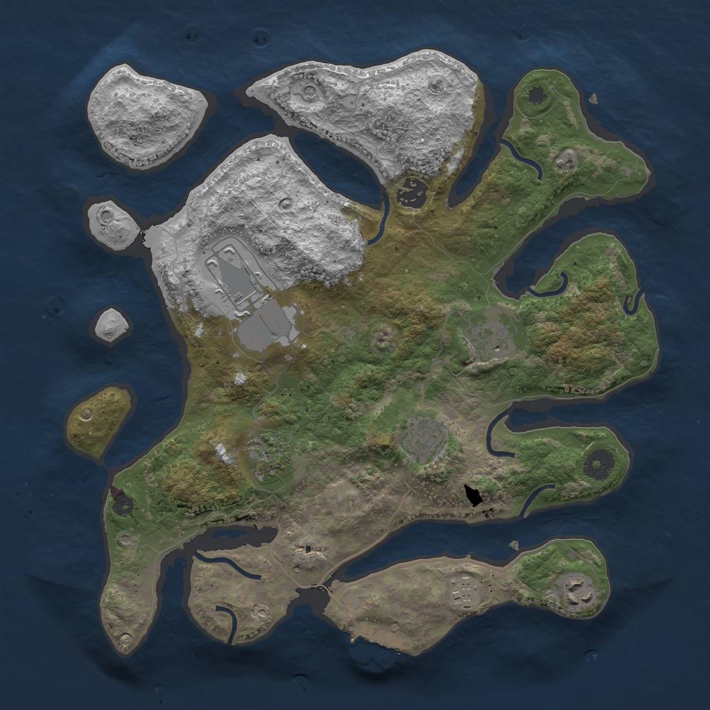 Rust Map: Procedural Map, Size: 3500, Seed: 69574567, 11 Monuments