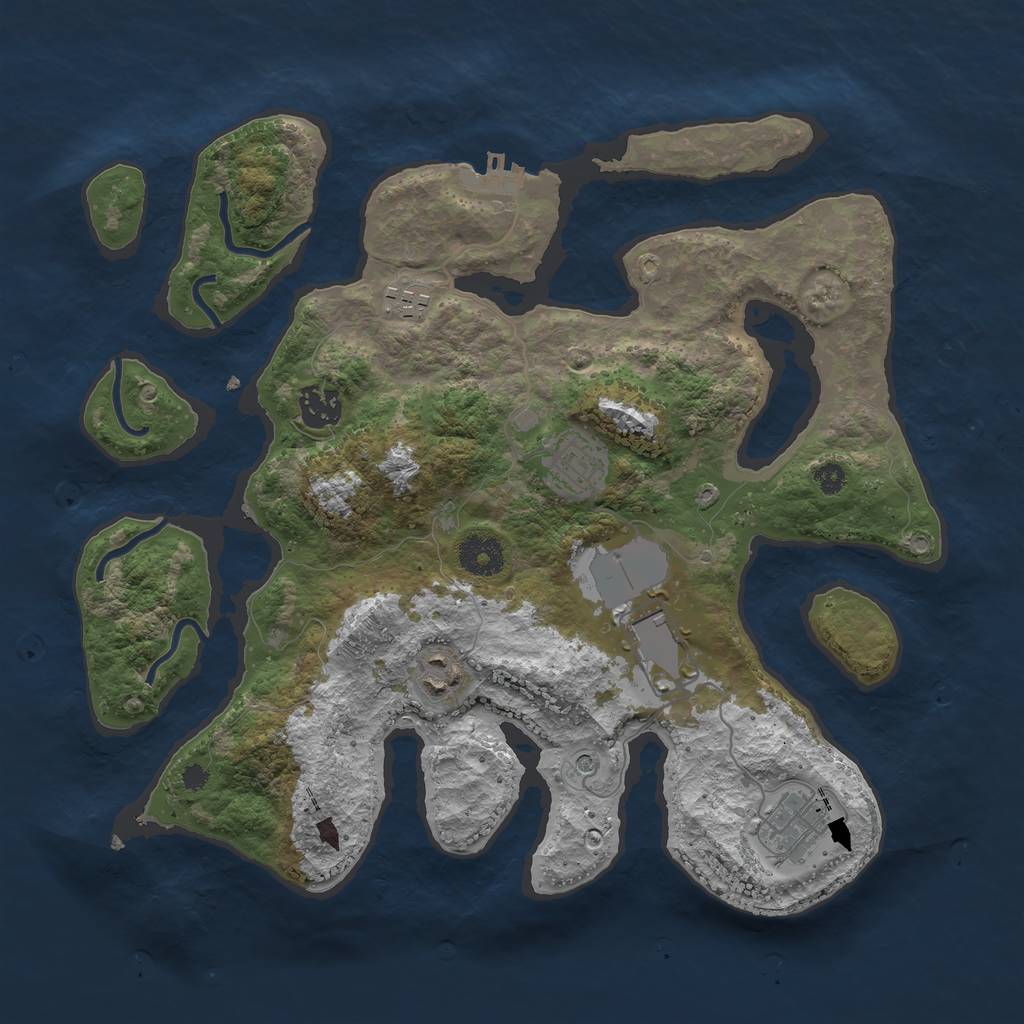 Rust Map: Procedural Map, Size: 3500, Seed: 349978, 10 Monuments