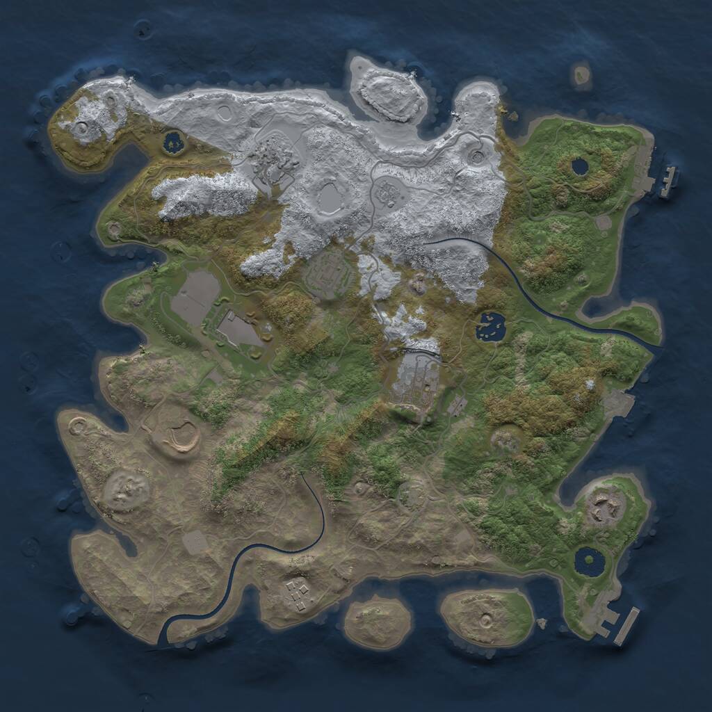 Rust Map: Procedural Map, Size: 3500, Seed: 522084134, 14 Monuments