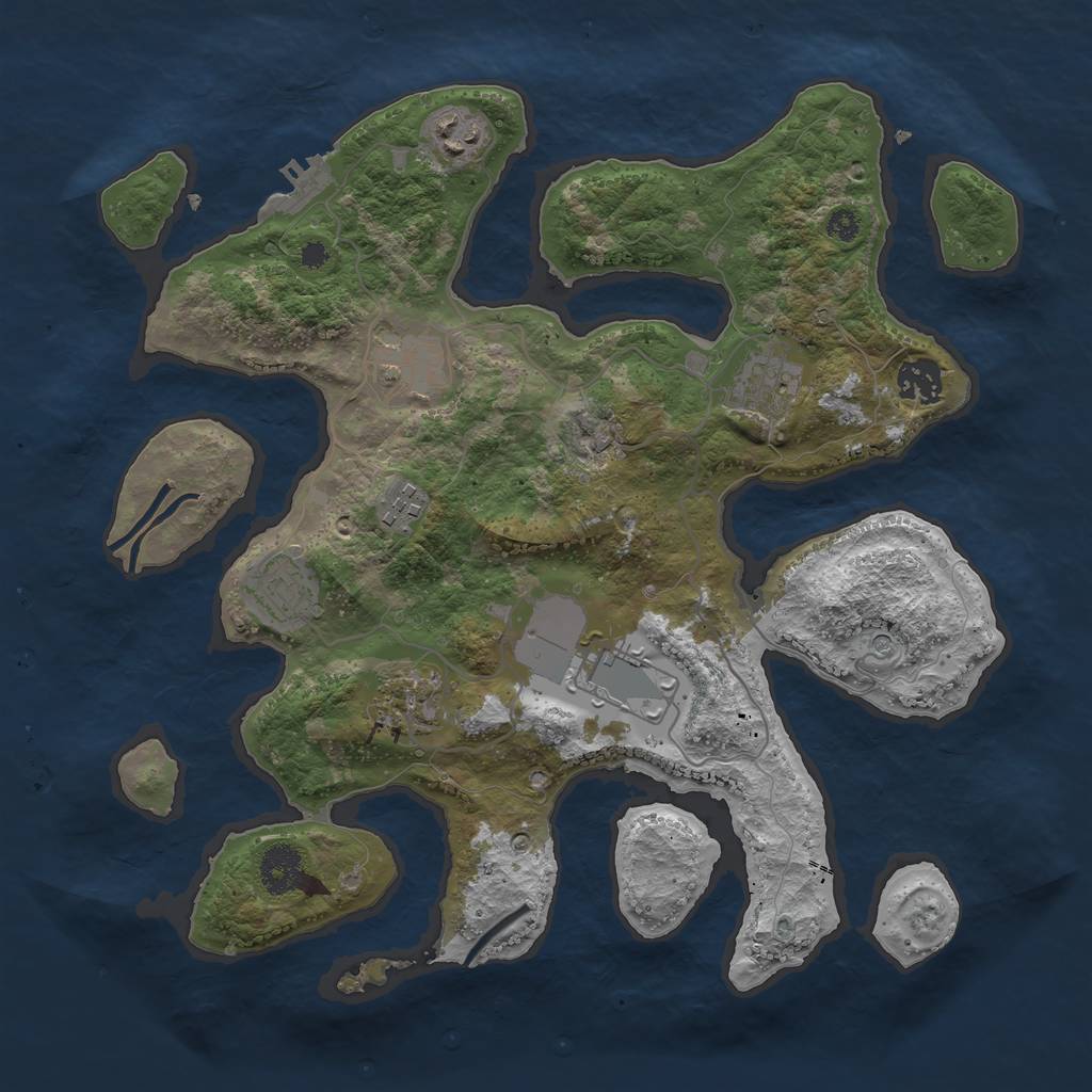 Rust Map: Procedural Map, Size: 3500, Seed: 1050361848, 12 Monuments