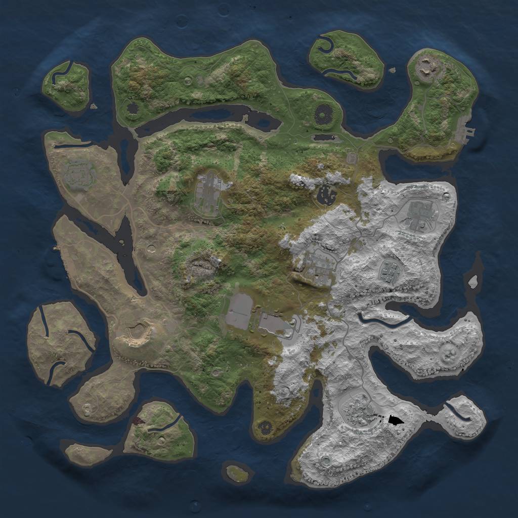 Rust Map: Procedural Map, Size: 3900, Seed: 14461, 15 Monuments