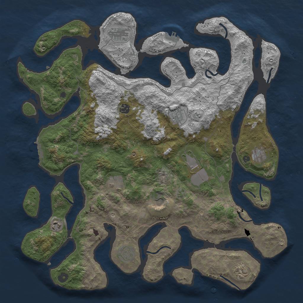 Rust Map: Procedural Map, Size: 4500, Seed: 769167056, 16 Monuments