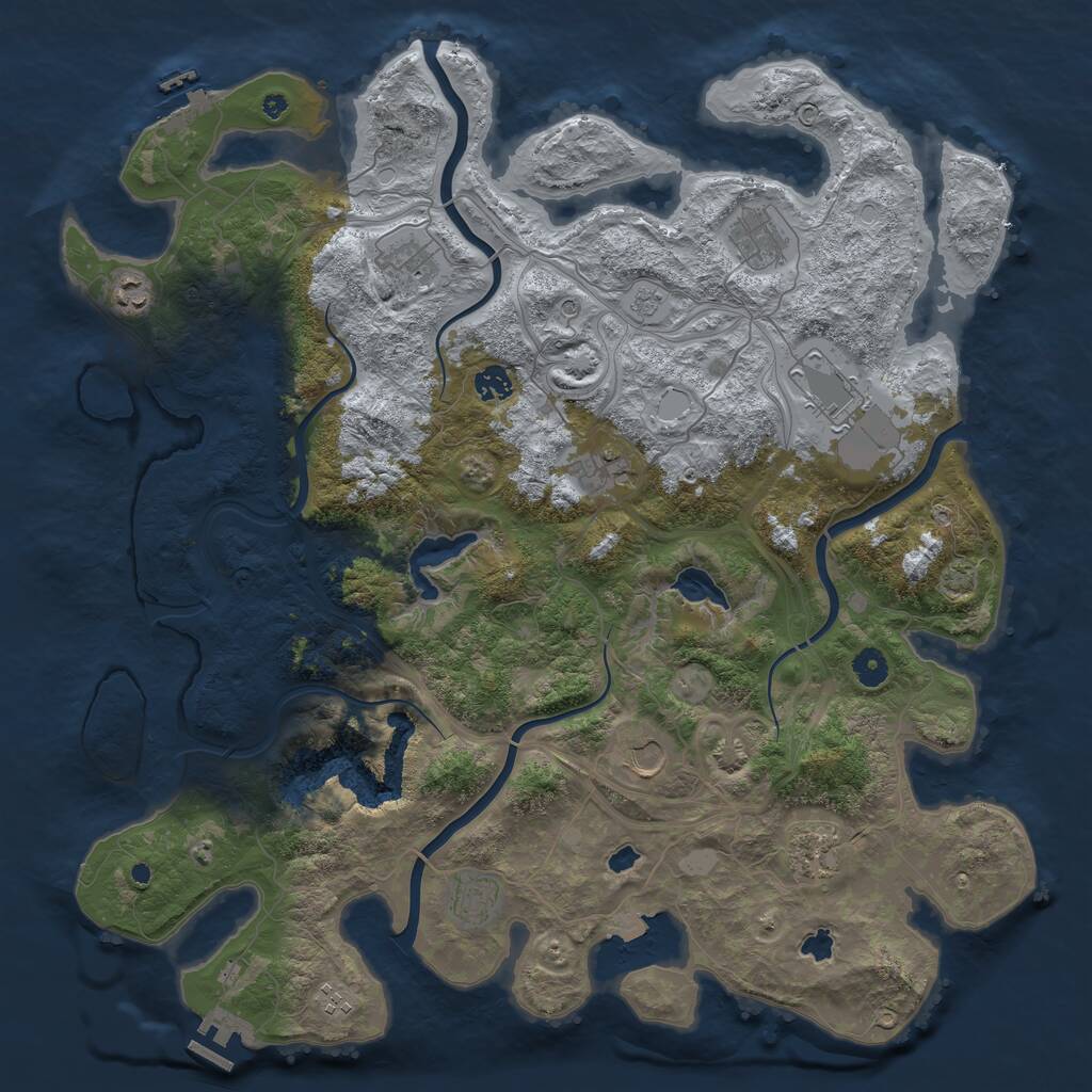 Rust Map: Procedural Map, Size: 4500, Seed: 769167056, 16 Monuments
