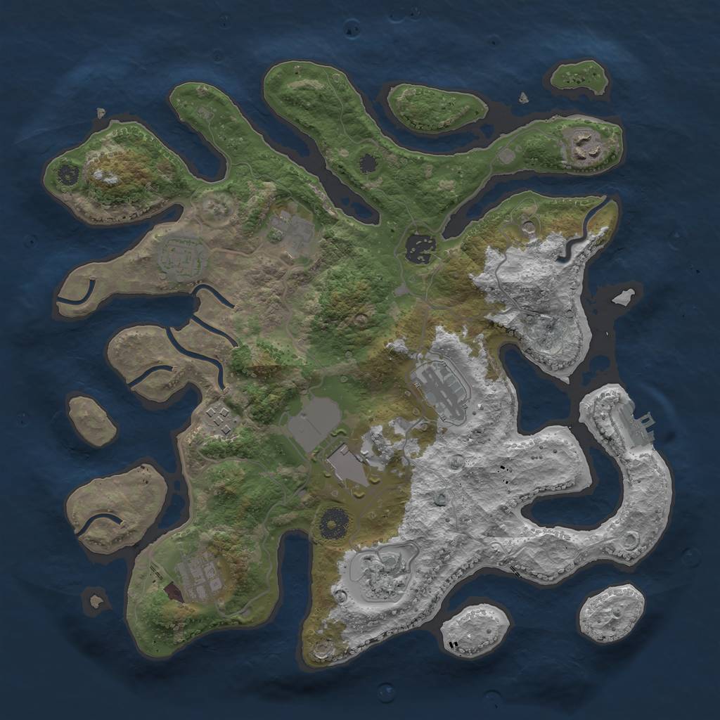 Rust Map: Procedural Map, Size: 3500, Seed: 1931622, 13 Monuments