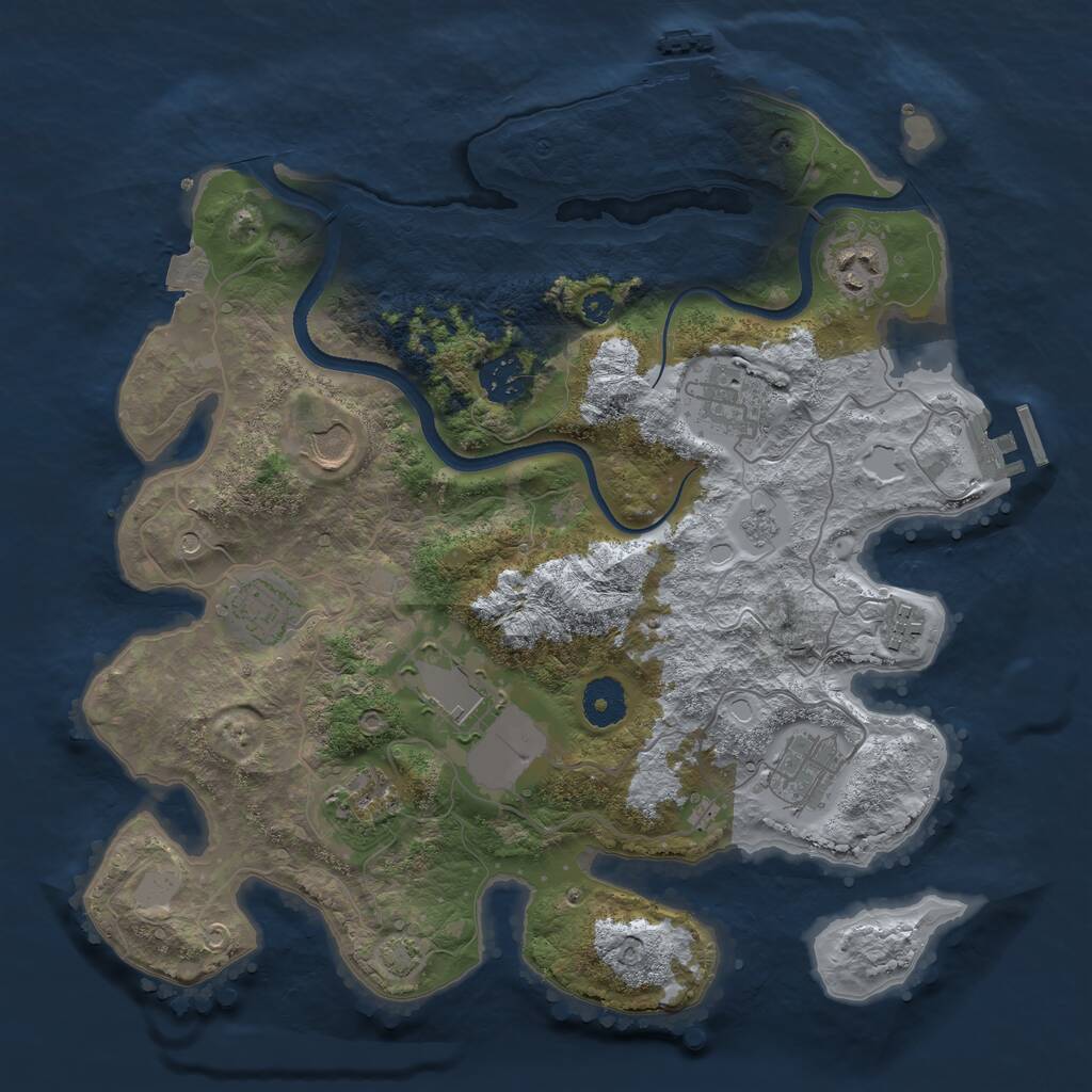 Rust Map: Procedural Map, Size: 3500, Seed: 957841236, 15 Monuments