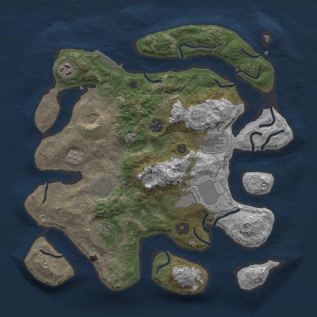 Rust Map: Procedural Map, Size: 3500, Seed: 957841236, 12 Monuments