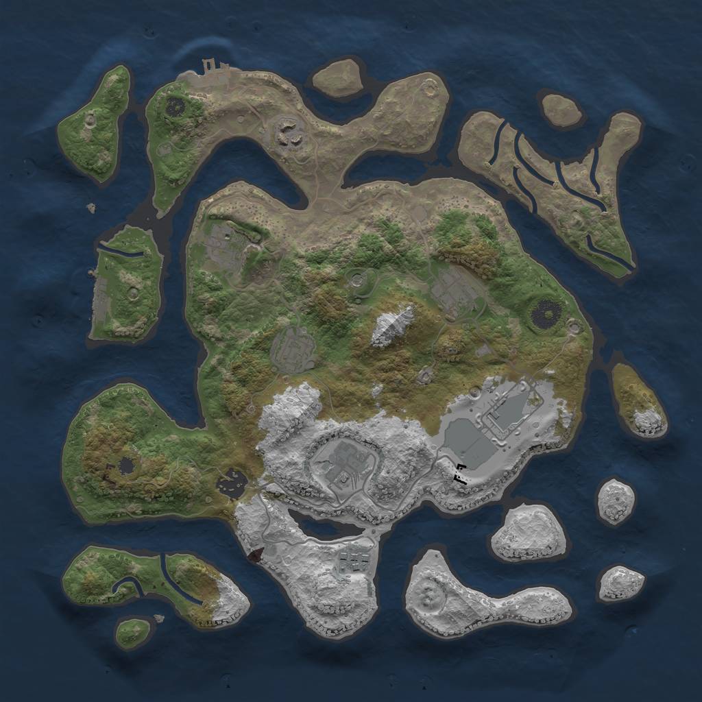 Rust Map: Procedural Map, Size: 3600, Seed: 1306352922, 13 Monuments