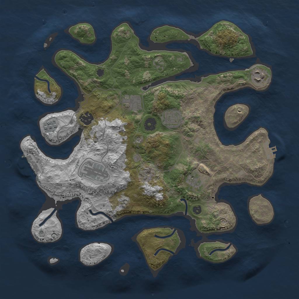 Rust Map: Procedural Map, Size: 3500, Seed: 17012890, 12 Monuments