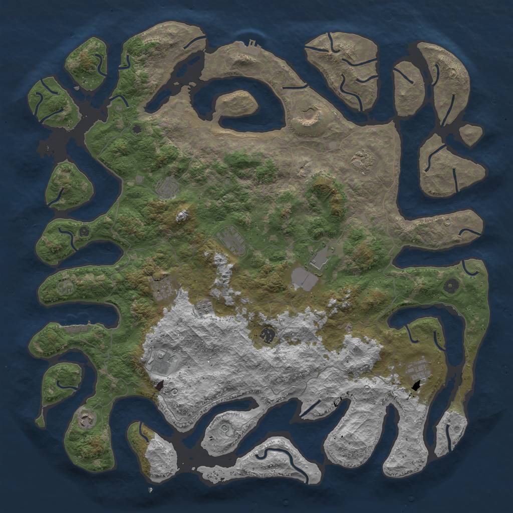 Rust Map: Procedural Map, Size: 5200, Seed: 114686516, 16 Monuments