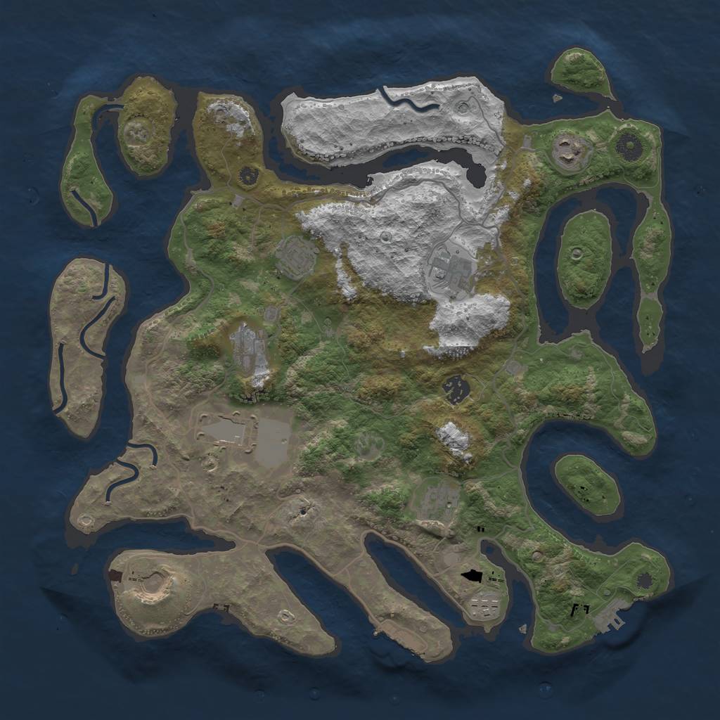 Rust Map: Procedural Map, Size: 4000, Seed: 305893058, 14 Monuments