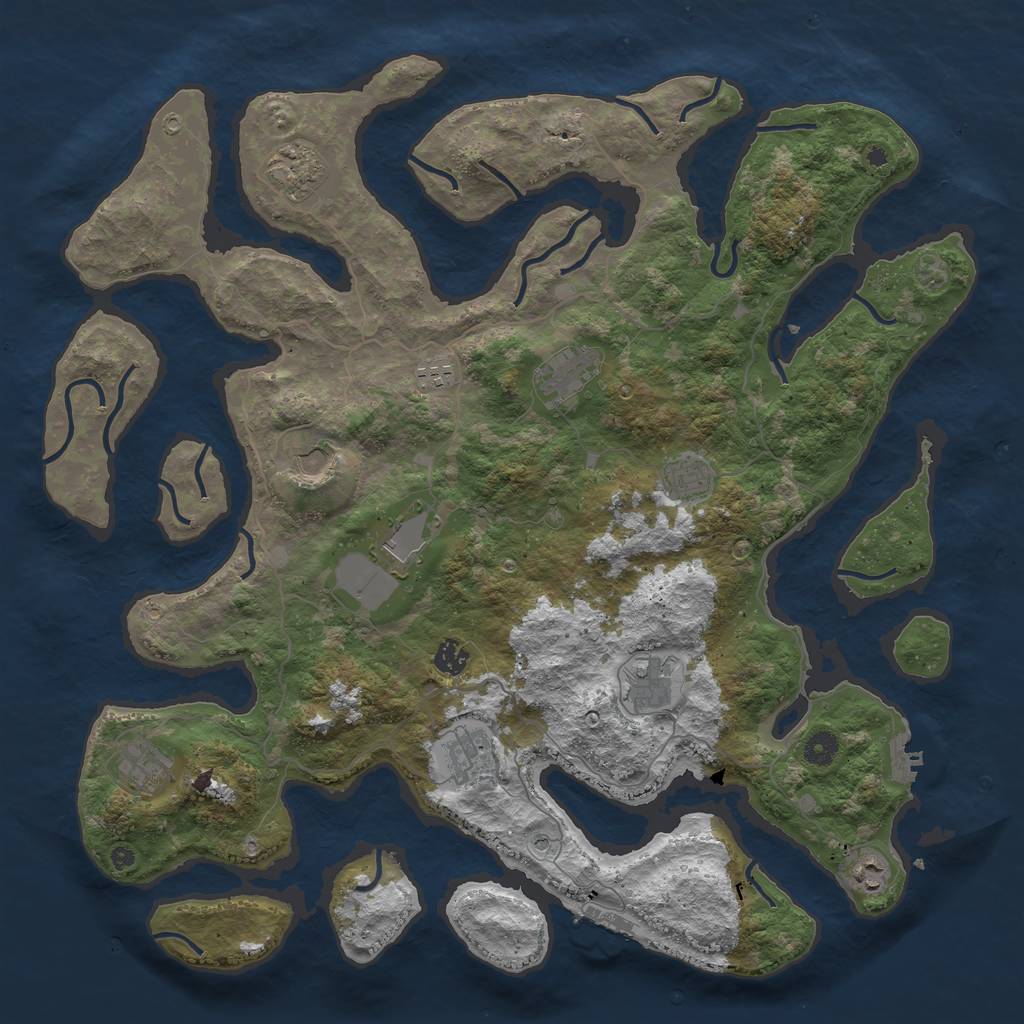 Rust Map: Procedural Map, Size: 4500, Seed: 12398179, 16 Monuments