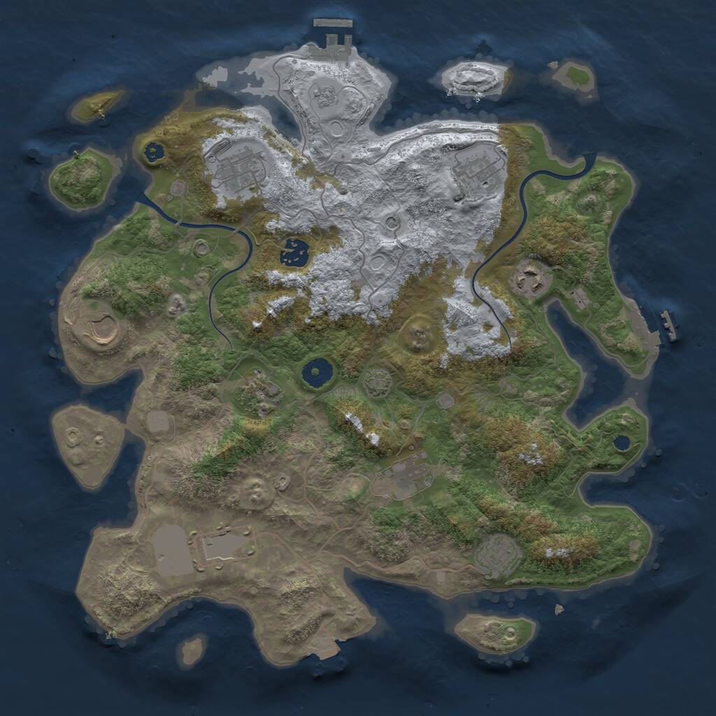 Rust Map: Procedural Map, Size: 3700, Seed: 1900030505, 15 Monuments