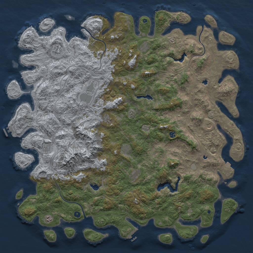 Rust Map: Procedural Map, Size: 6000, Seed: 4081987, 17 Monuments