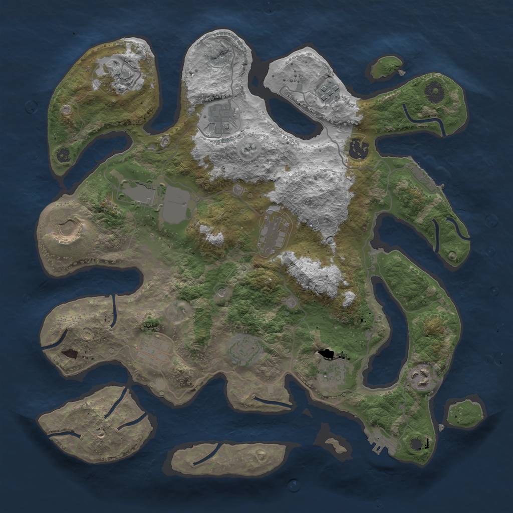 Rust Map: Procedural Map, Size: 3750, Seed: 1878124566, 16 Monuments