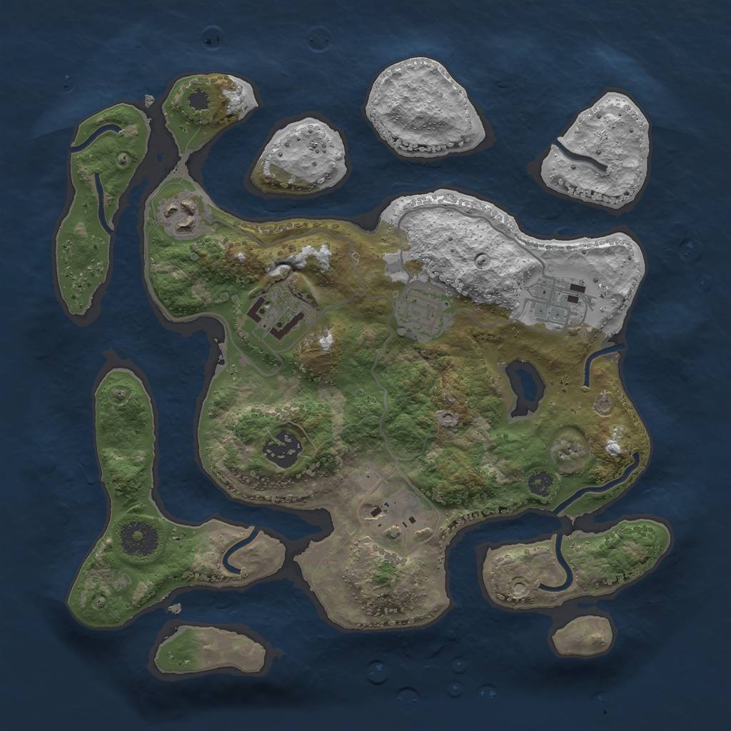 Rust Map: Procedural Map, Size: 3000, Seed: 24040684, 8 Monuments