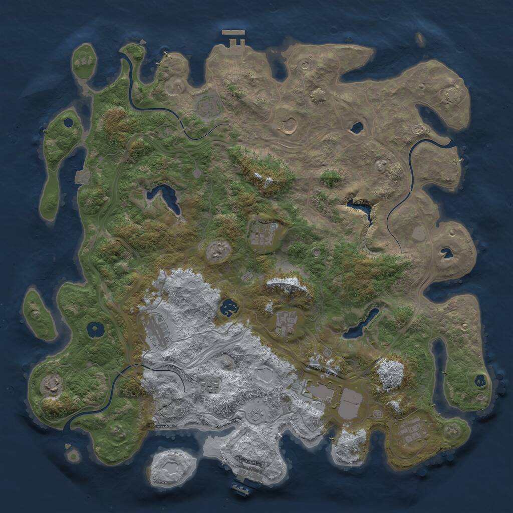 Rust Map: Procedural Map, Size: 4500, Seed: 3425231, 16 Monuments