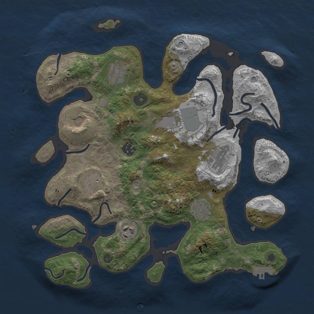 Rust Map: Procedural Map, Size: 3500, Seed: 1226286354, 12 Monuments