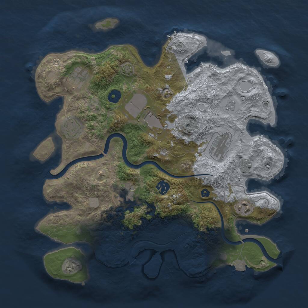 Rust Map: Procedural Map, Size: 3500, Seed: 1226286354, 12 Monuments