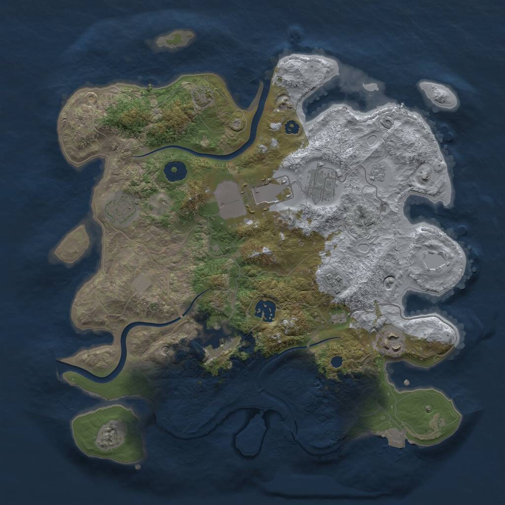 Rust Map: Procedural Map, Size: 3500, Seed: 1226286354, 11 Monuments