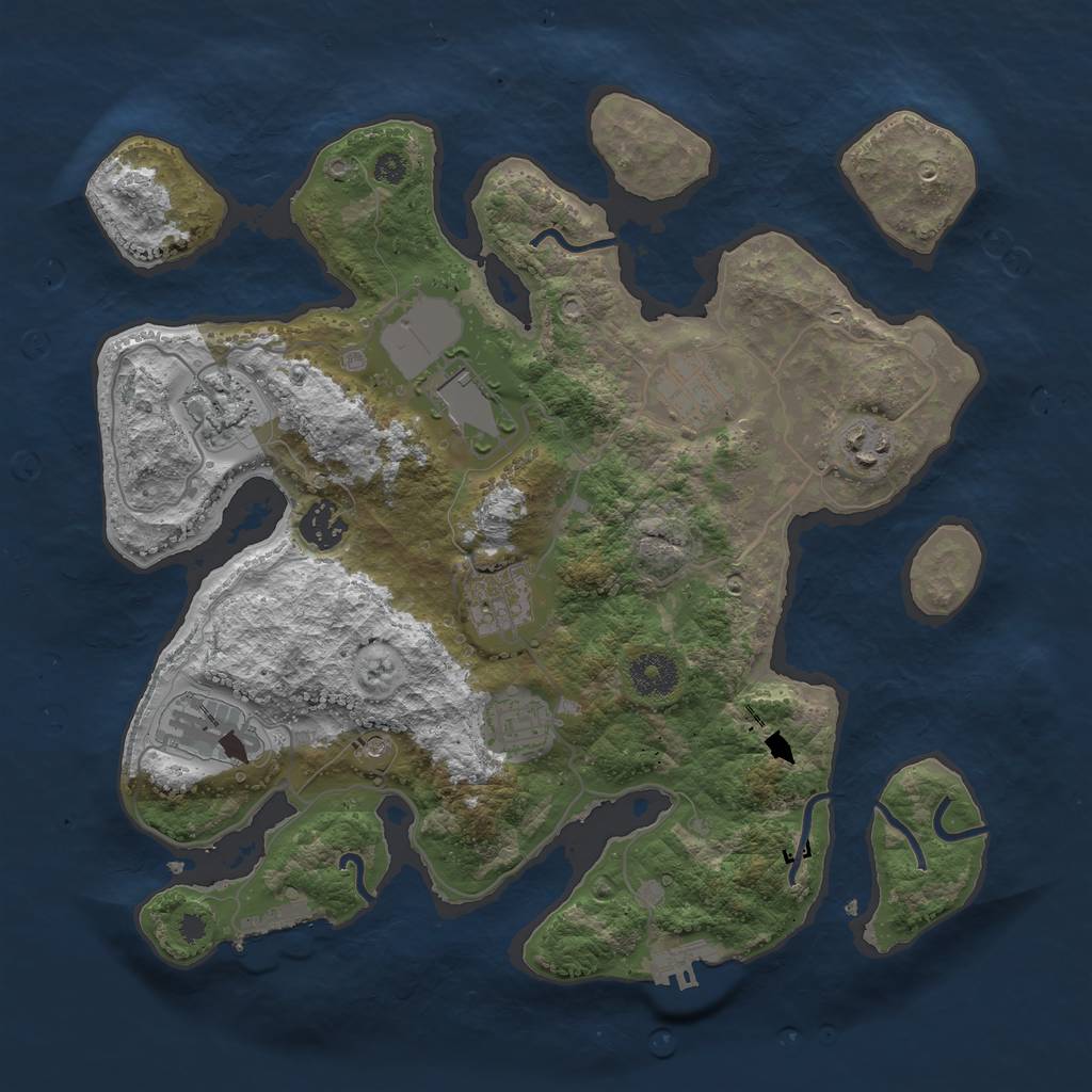 Rust Map: Procedural Map, Size: 3500, Seed: 930773886, 13 Monuments