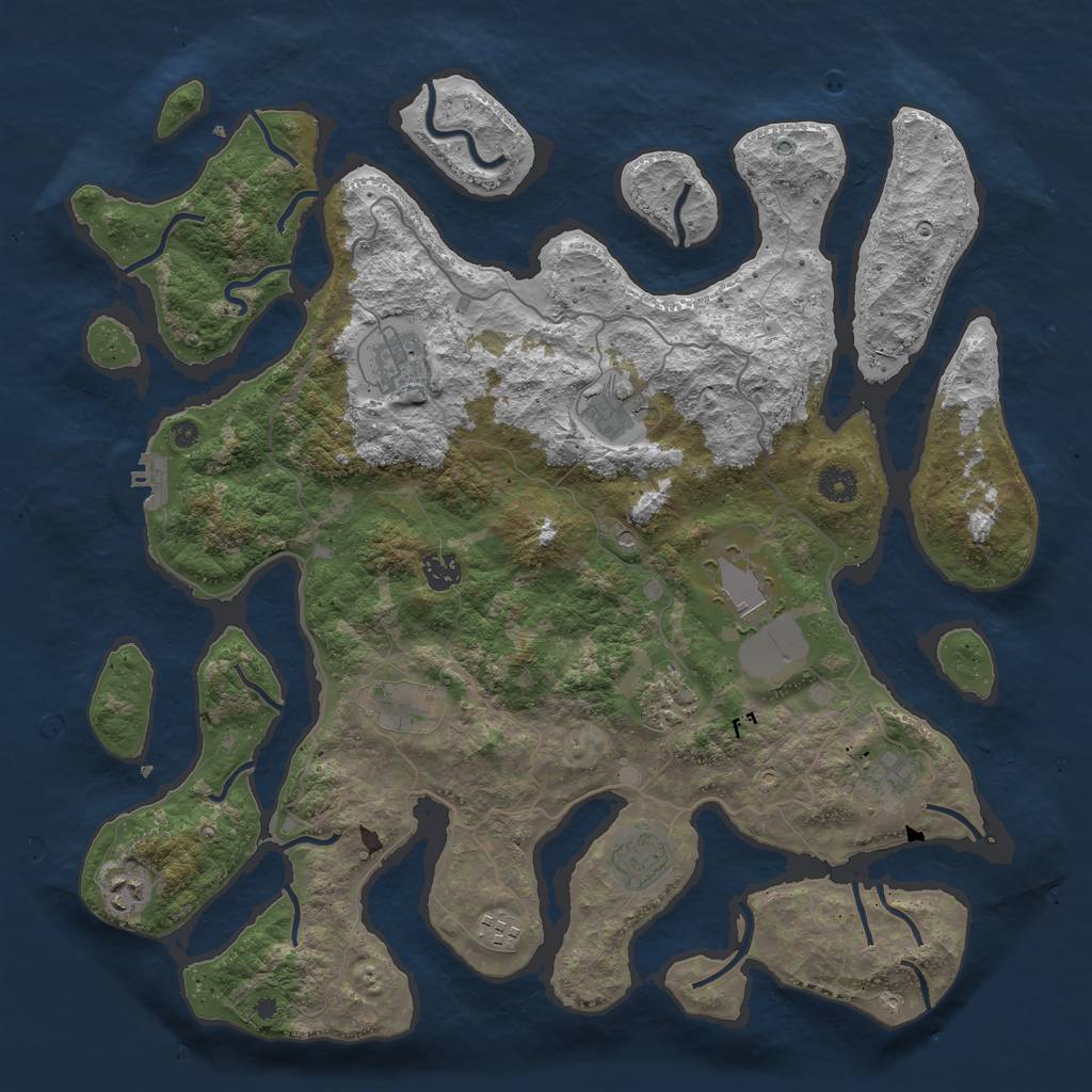 Rust Map: Procedural Map, Size: 4200, Seed: 769167056, 14 Monuments