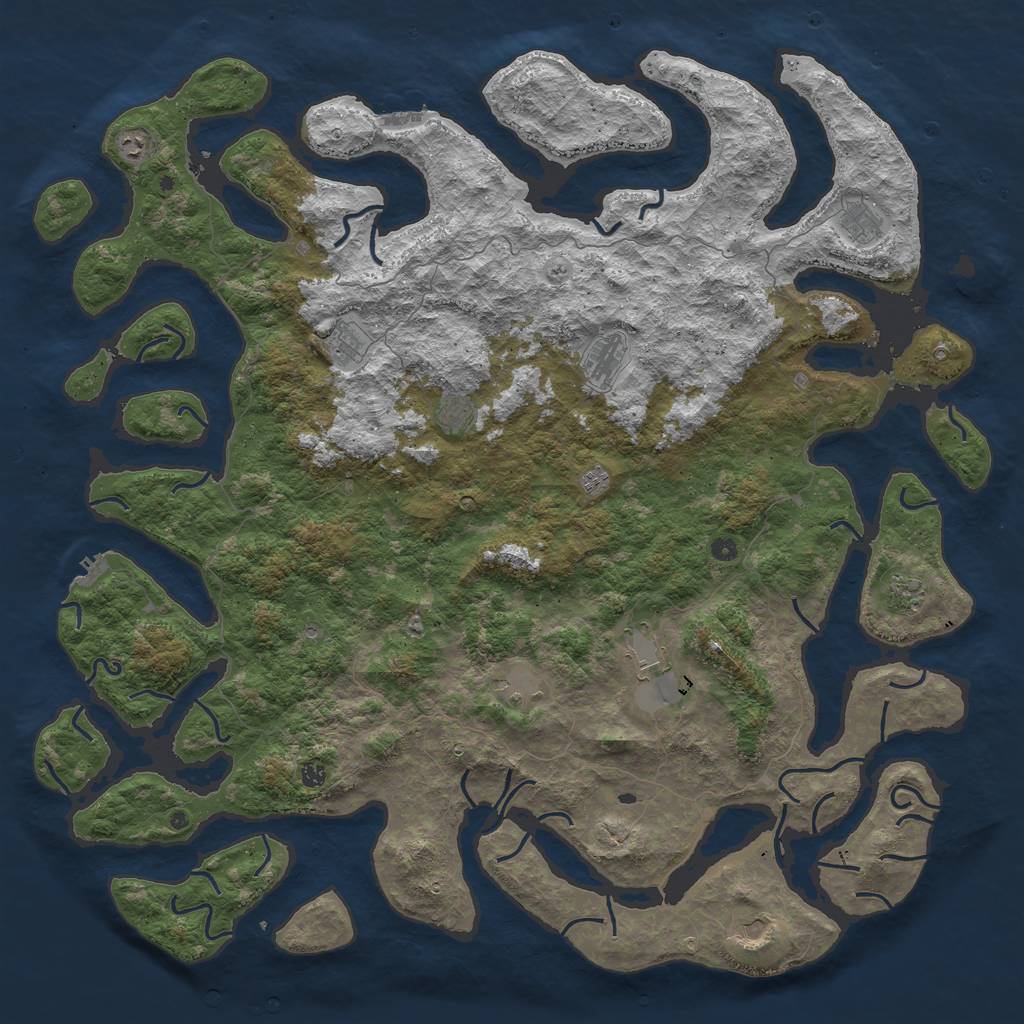 Rust Map: Procedural Map, Size: 6000, Seed: 50471, 16 Monuments