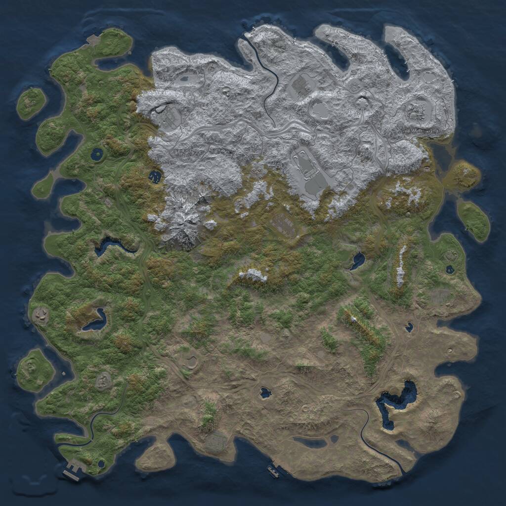 Rust Map: Procedural Map, Size: 6000, Seed: 50471, 17 Monuments