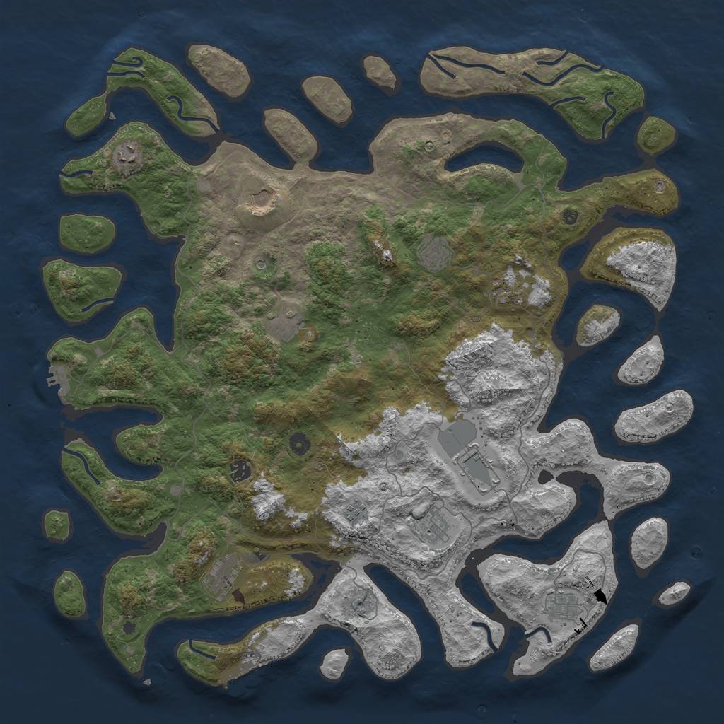 Rust Map: Procedural Map, Size: 5000, Seed: 1654115, 16 Monuments